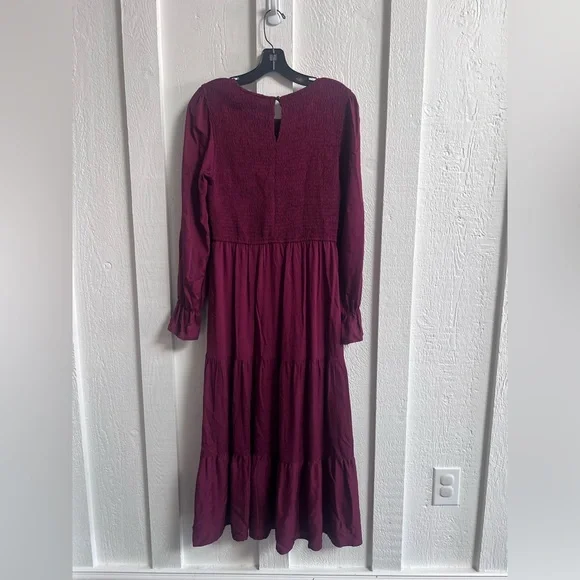 Smocked Burgundy Midi Dress - medium - Picture 6 of 6